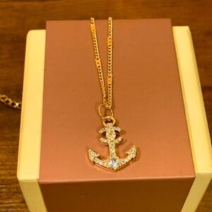 CHANEL Gold Anchor Necklace with Sparkling Accents